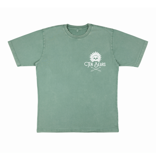 Classic Front and Back Print Oversized Organic Tee - Stonewashed Sage Green