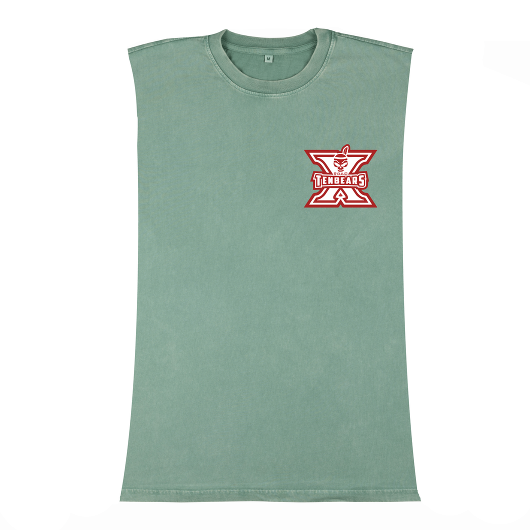 Team Ten Bears Oversized Sleeveless Tee - Stonewashed Dusty Green